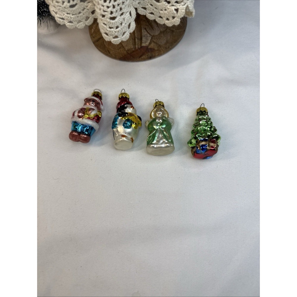 Blown Glass Christmas Ornaments Tree Angel Penguin Bear Holiday Vintage Glitter